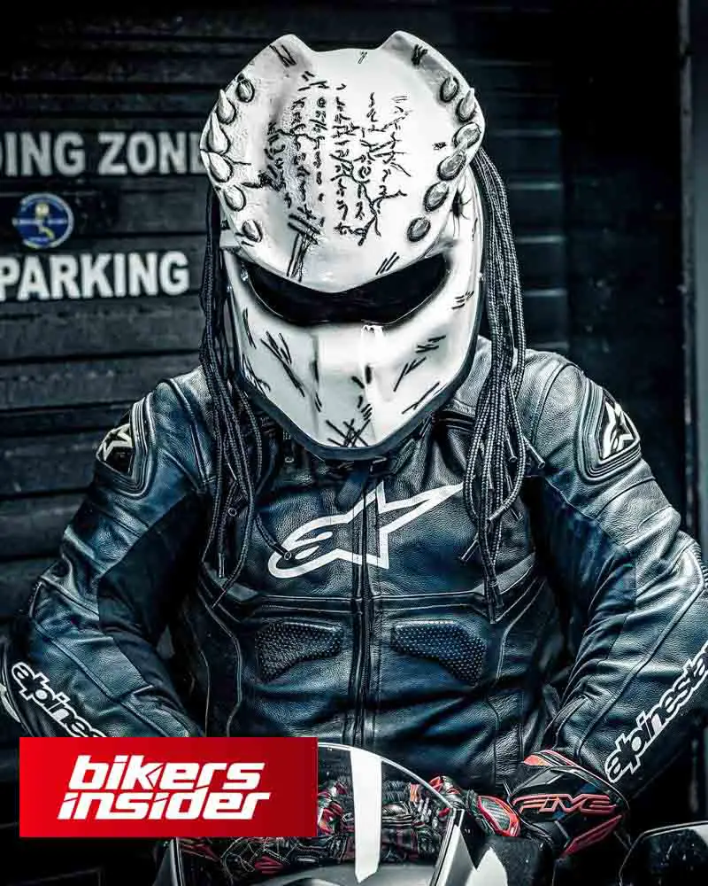 White predator motorcycle helmet-min