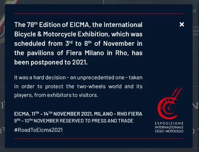EICMA 2020 Is Delayed To 2021!