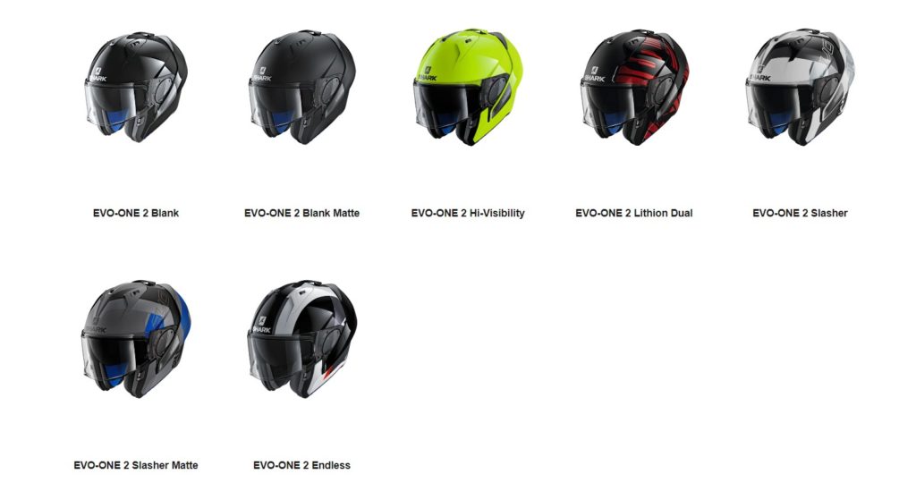 Here are all the available models of the Shark Evo-One 2 modular helmet!