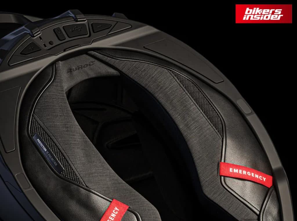 The premium comfort liner of the Ruroc Atlas 3.0 helmet.