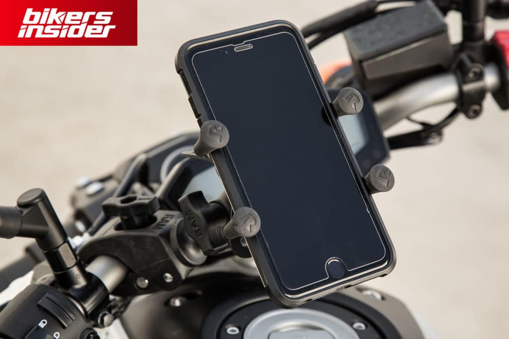 Phone mount is an extra useful motorcycle accessory.