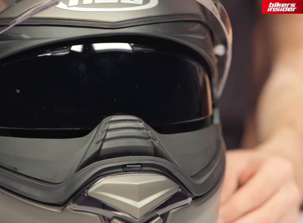 On the lower part of the HJC F70 face shield is a little breath guard.