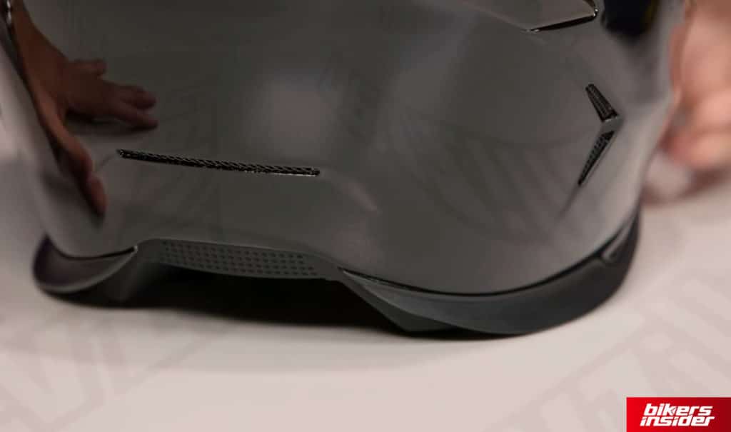 Icon Airframe Pro has a cutaway on the back to further improve the aerodynamics of the helmet.