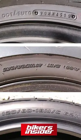 Different readings on a tyre