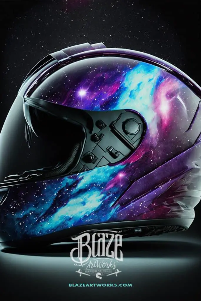 Cosmic-inspired helmet design by Blaze Artworks.